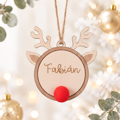 Bola de Navidad Reno Personalizada en Madera