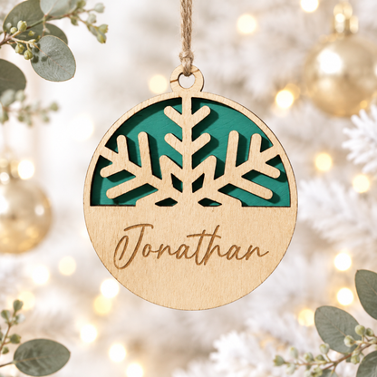 Bola de Navidad Copo de Nieve Personalizada en Madera