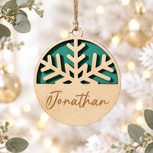 Bola de Navidad Copo de Nieve Personalizada en Madera