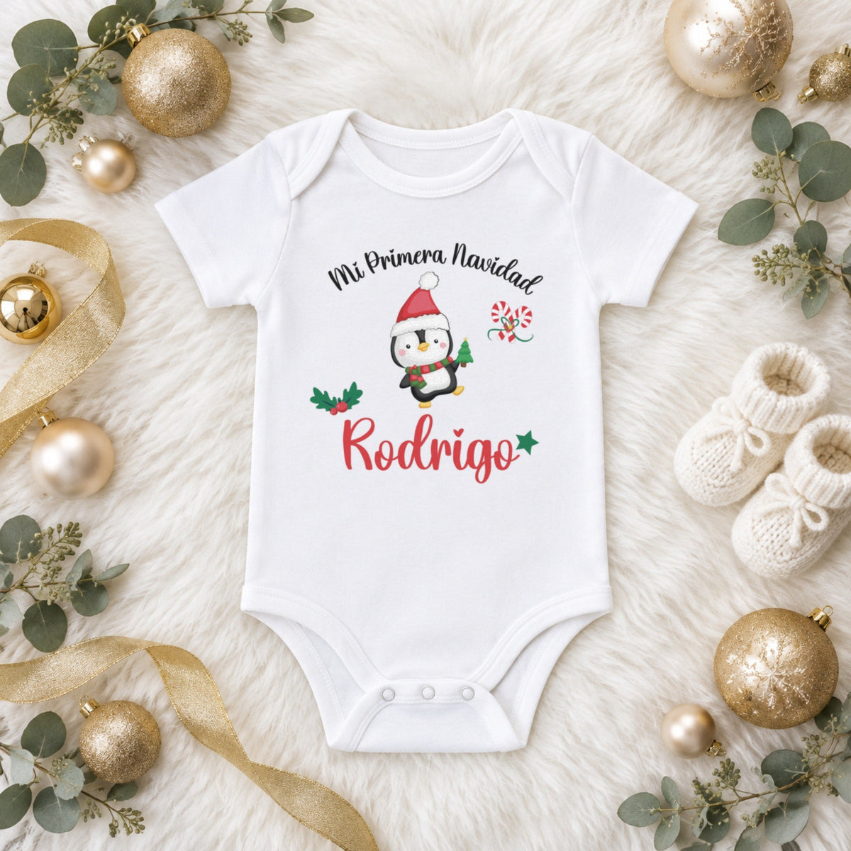 Body de bebé Mi primera Navidad con nombre Rodrigo