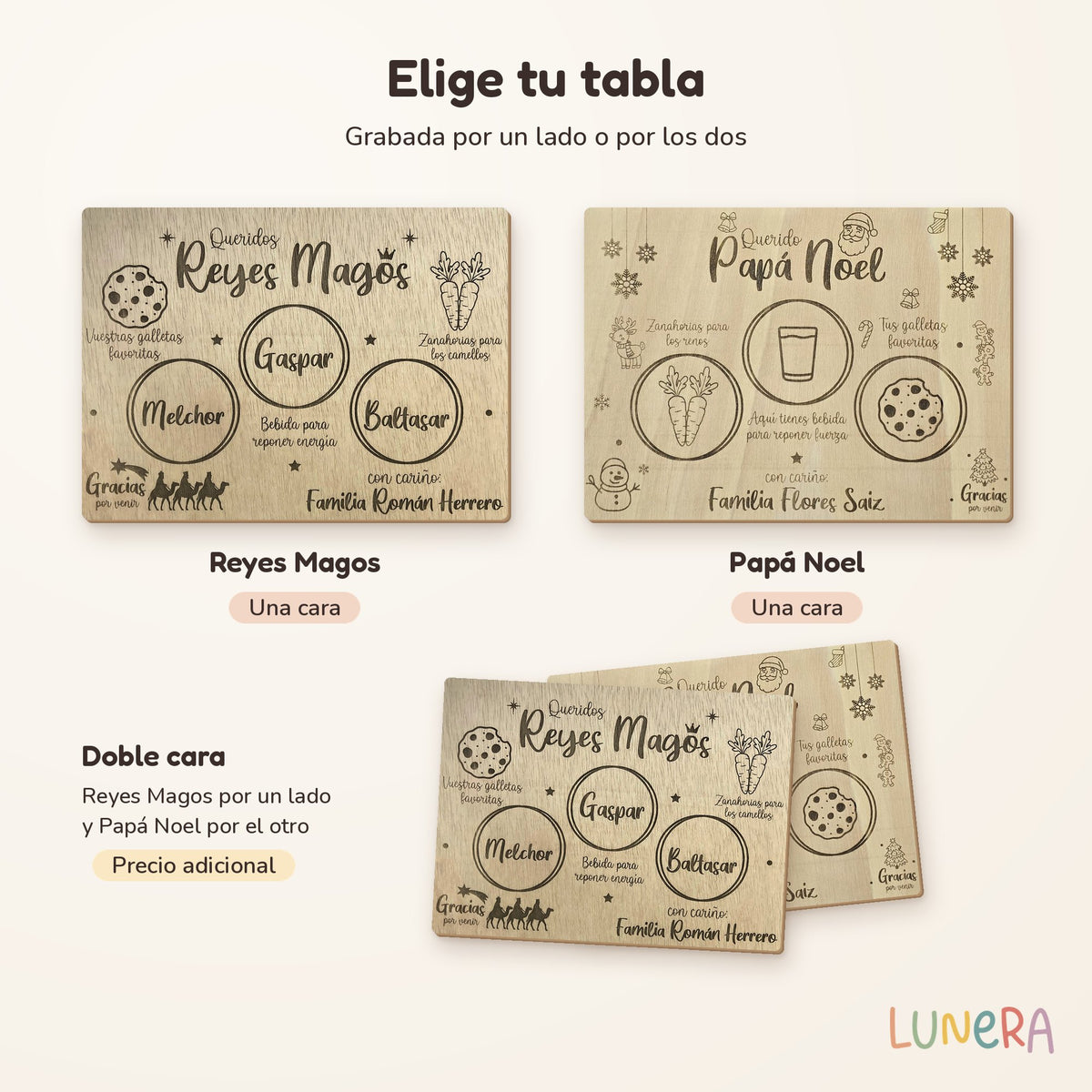 Tabla de Papá Noel y Reyes Magos personalizada 🎅👑