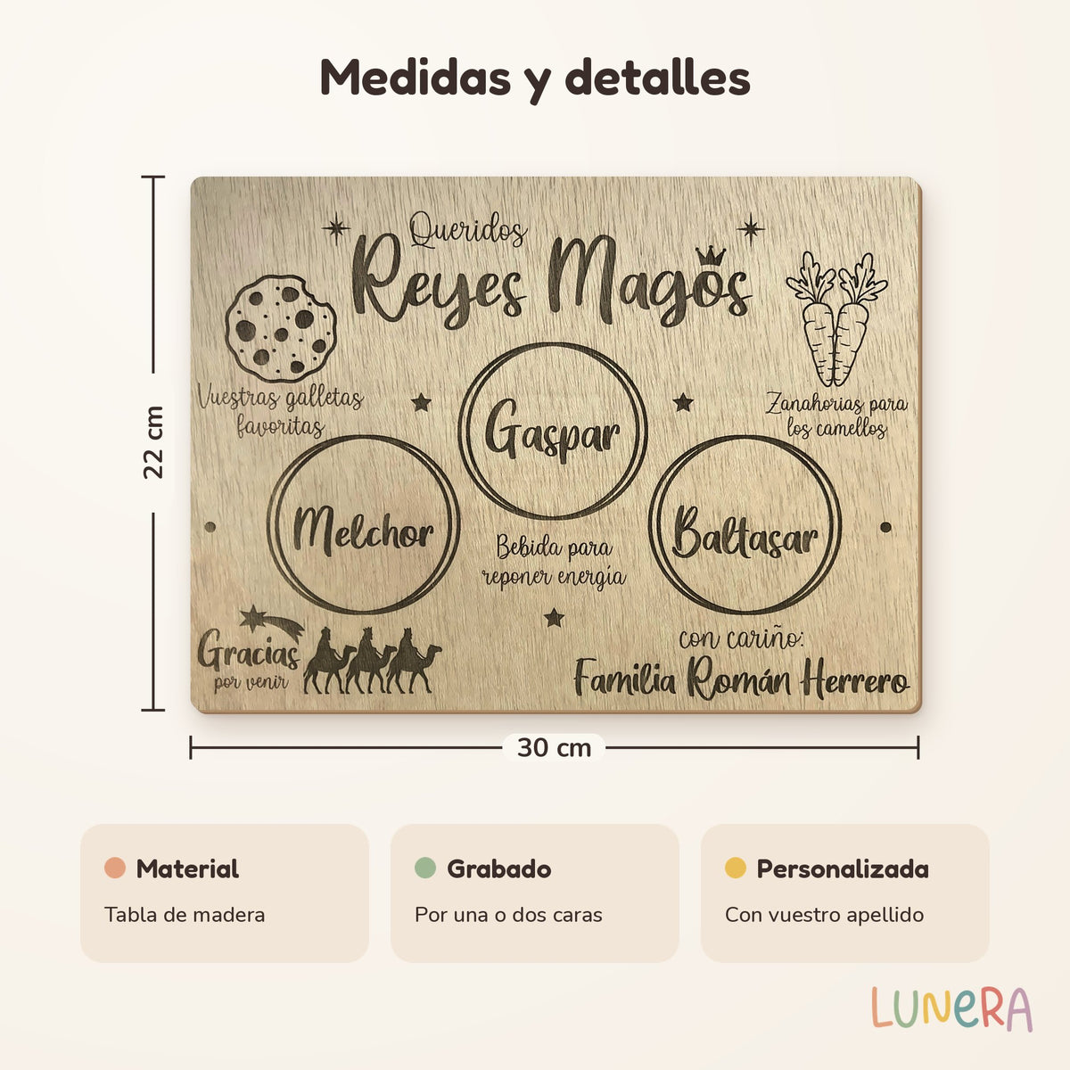 Tabla de Papá Noel y Reyes Magos personalizada 🎅👑