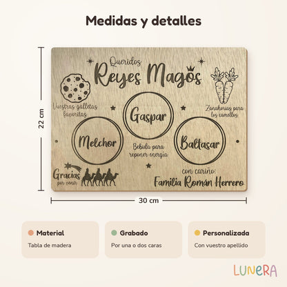 Tabla de Papá Noel y Reyes Magos personalizada 🎅👑